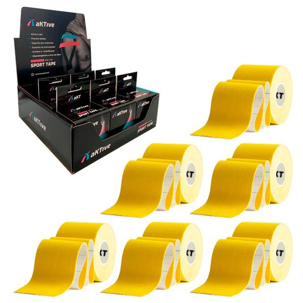 Kit 6 Rolos - aKTive Sport - Amarelo - 5 cm X 5 m Imagem de Kit 6 Rolos - aKTive Sport - Amarelo - 5 cm X 5 m