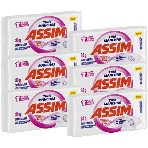 Kit 6 Sabão em Barra Assim Roupa Brancas 80g Limpeza Pratica Imagem de Kit 6 Sabão em Barra Assim Roupa Brancas 80g Limpeza Pratica