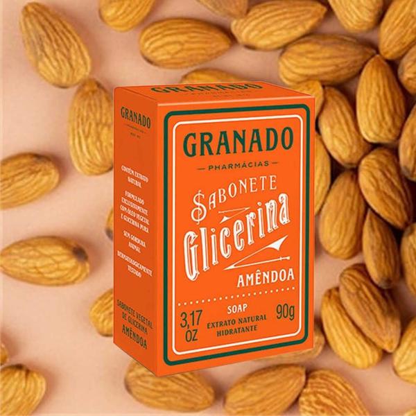 Imagem de Kit 6 Sabonete Barra Granado Glicerina Extrato Amêndoa 90g