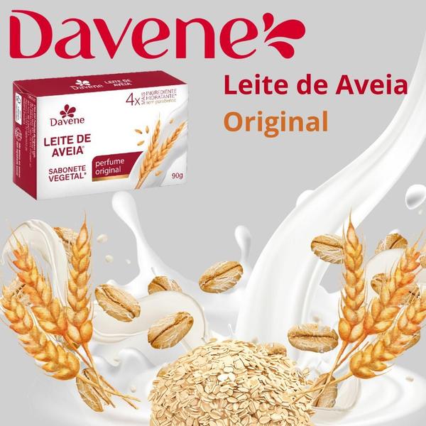 Imagem de Kit 6 Sabonete Vegetal Davene Leite de Aveia Perfume Original - 90g