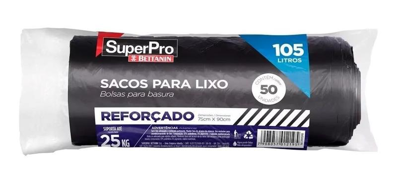 Imagem de Kit 6 Saco De Lixo 105 Litros Reforçado C/50 Resistente