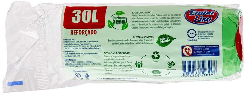 Imagem de Kit 6 Saco De Lixo Zero Carbono Reforçado 30 Litros 120 Un