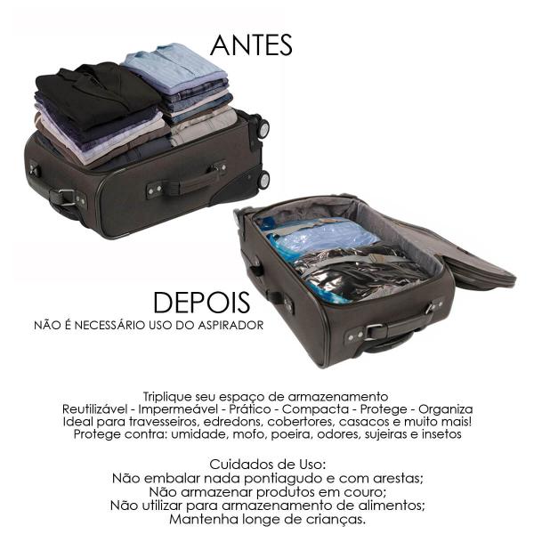 Imagem de Kit 6 Sacos para Armazenagem a Vácuo Vac Bag Impermeável Trip Bag Para Viagem 60 x 40 cm