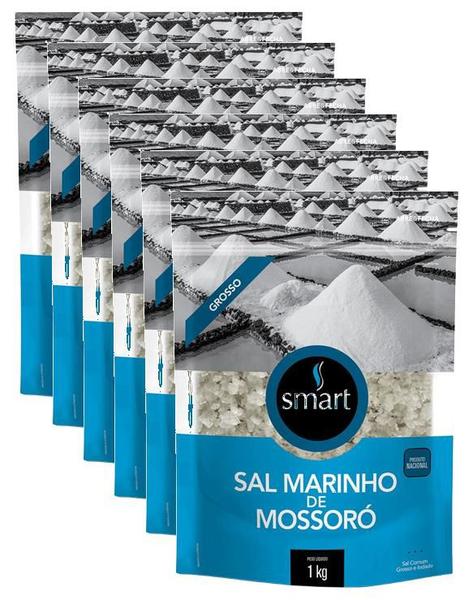 Imagem de kit 6 Sal Marinho De Mossoró Grosso Tempero 1kg Da Smart