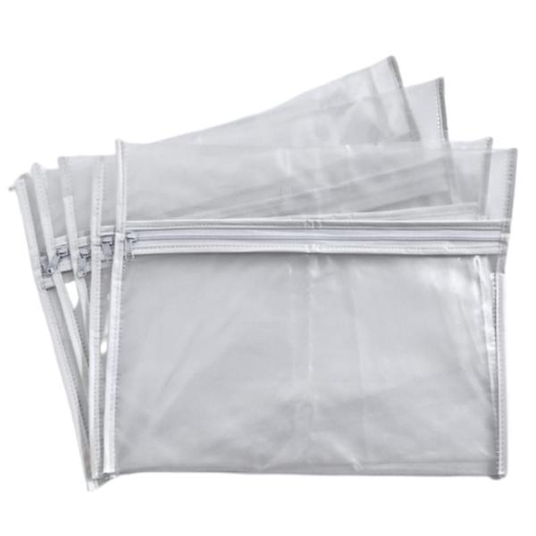 Imagem de Kit 6 Saquinhos Maternidade Viés Branco Pvc 32Cm X 27Cm