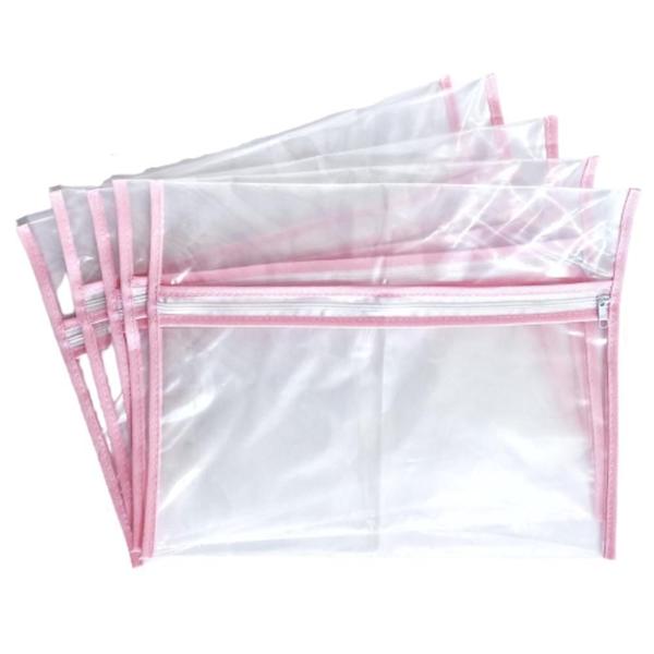 Imagem de Kit 6 Saquinhos Saída Maternidade Viés Rosa Pvc 32Cm X 27Cm