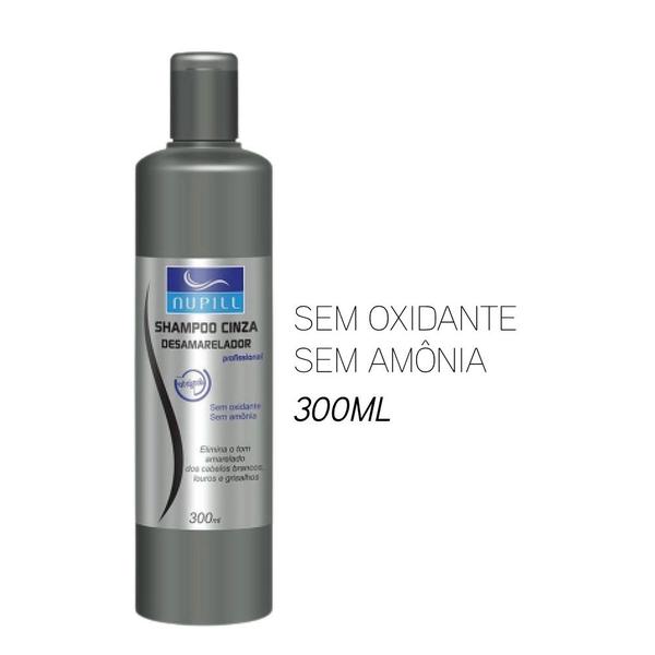 Imagem de Kit 6 Shampoos Cinza Desamarelador Cabelos Brancos Louros ou Grisalhos Nupill 300ml