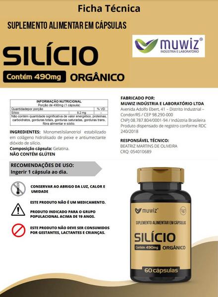 Imagem de Kit 6 silício orgânico 60 cápsulas 490mg muwiz