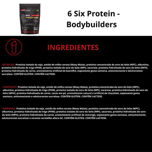 Kit 6 Six Protein 2Kg + Power Creatina 100g + Power Glutamina 100g + Coqueteleira - Bodybuilders Imagem de Kit 6 Six Protein 2Kg + Power Creatina 100g + Power Glutamina 100g + Coqueteleira - Bodybuilders