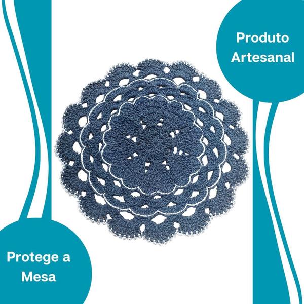 Imagem de Kit 6 Sousplat Crochê Mesa Feito A Mão Barbante Barbantextil