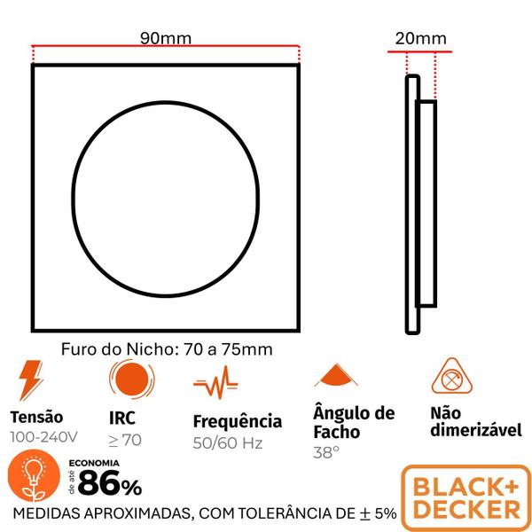 Imagem de Kit 6 Spot Led Quadrado 5w Direcionavel Branco Neutro 4000k