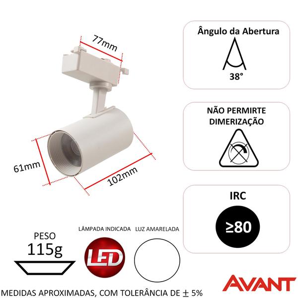 Imagem de Kit 6 Spot Trilho Led Eletrificado Branco 7w Branco Frio 6500K