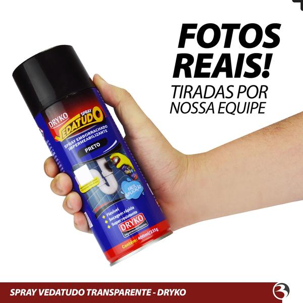 Imagem de Kit 6 Spray Emborrachado Impermeabilizante Vedatudo Preto 400ml Dryko