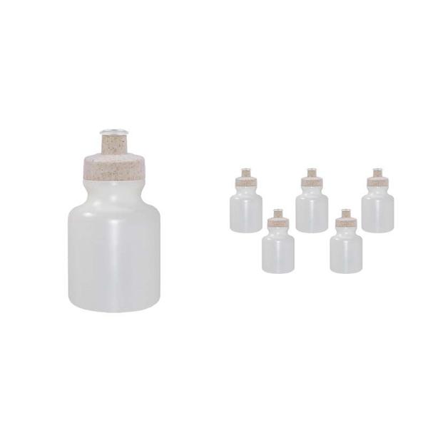 Imagem de Kit 6 Squeezes 300Ml Tampa Fibra Madeira Palha