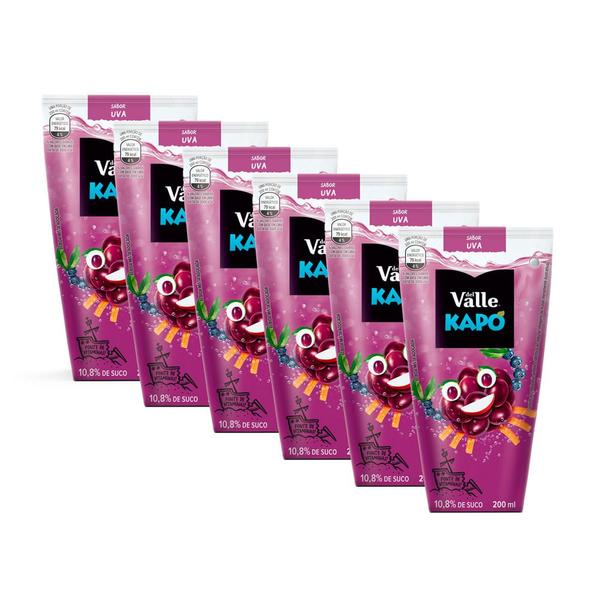 Kit 6 Suco Del Valle Kapo Uva 200ml Imagem de Kit 6 Suco Del Valle Kapo Uva 200ml