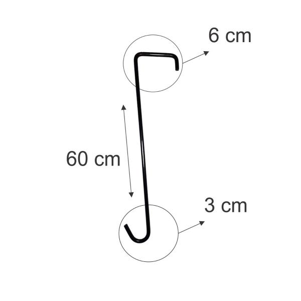 Imagem de Kit 6 Suportes Gancho Pendurar Vaso 60cm Preto Reforçado nv614pr