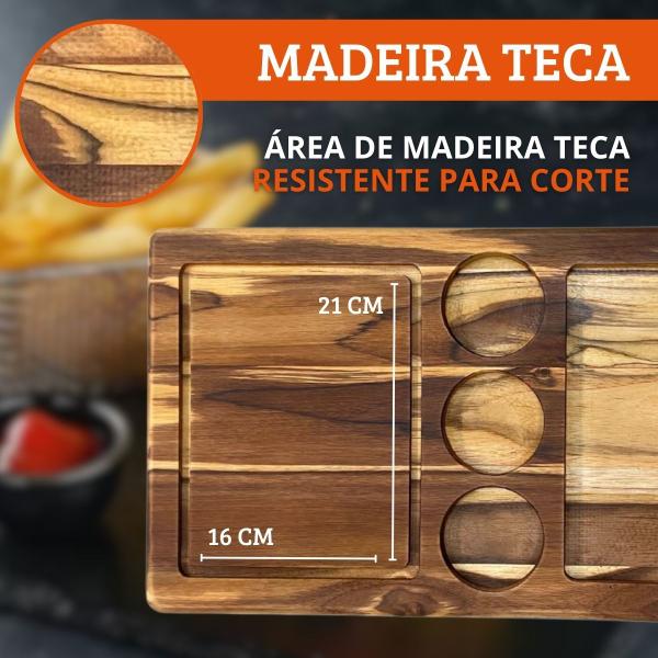 Imagem de Kit 6 Tábuas Para Churrasco E Porção 55x28 Com Chapas E Molheiras