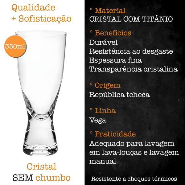 Imagem de Kit 6 Taças Cerveja Dose Cristal Titânio Bohemia Vega 350ml