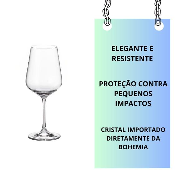 Imagem de Kit 6 Taças Cristal Bohemia 450ml Vinho Jantar Importado Top