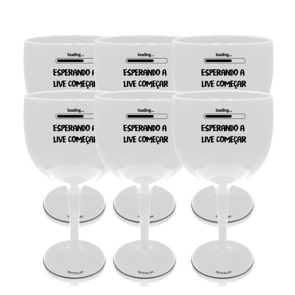 Kit 6 Taças Gin Brancas Personalizadas Criativas Para Live - Krystalon Imagem de Kit 6 Taças Gin Brancas Personalizadas Criativas Para Live