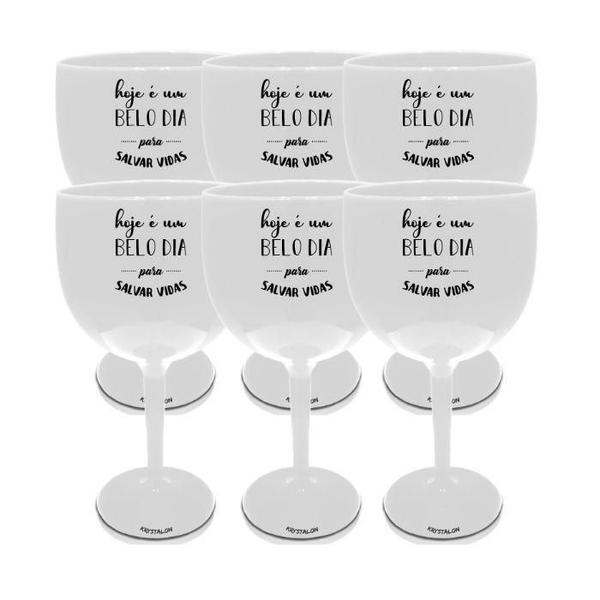 Kit 6 Taças Gin Brancas Personalizadas Salvar Vidas - Krystalon Imagem de Kit 6 Taças Gin Brancas Personalizadas Salvar Vidas