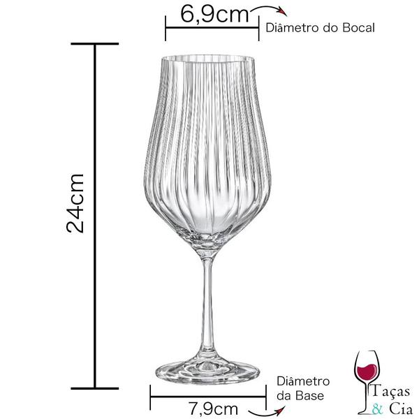 Imagem de Kit 6 Taças Vinho Cristal Titânio Bohemia Tulipa Optic 550ml