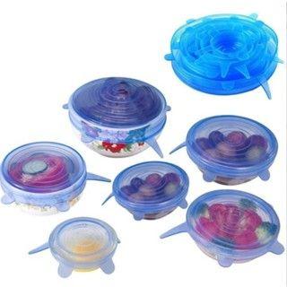 Imagem de Kit 6 Tampas Silicone Reutilizavel Para Alimentos Tampa panela Elastica Reutilizável Elástica para Potes Tapoer Cozinha Flexivel Mais Vendido