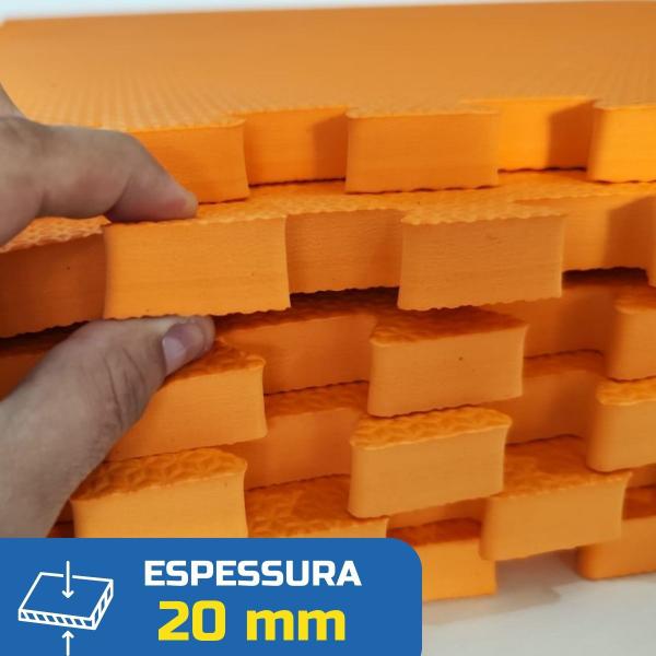 Imagem de Kit 6 Tapete Infantil EVA Estilo Piso Tatame 50x50cm 20mm (1,5m²) Grosso Emborrachado Crianças Bebes Academia Exercícios Encaixe + Bordas Acabamento