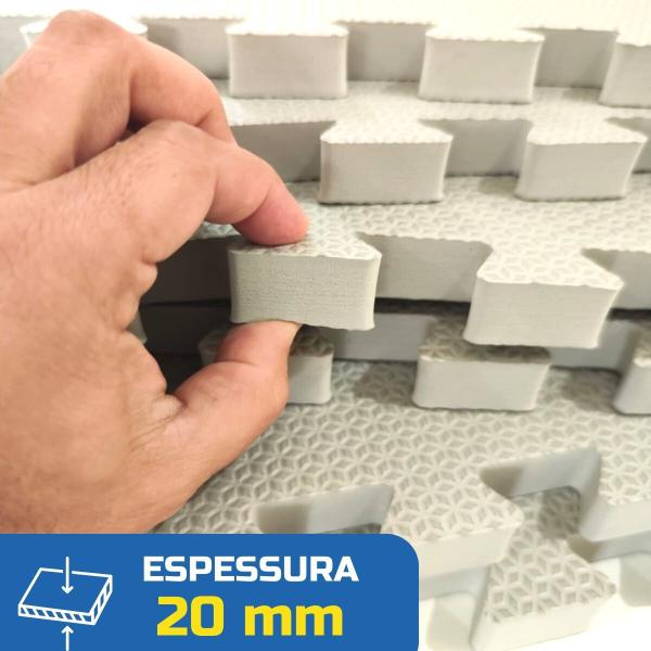 Imagem de Kit 6 Tapete Infantil EVA Estilo Piso Tatame 50x50cm 20mm (1,5m²) Grosso Emborrachado Crianças Bebes Academia Exercícios Encaixe + Bordas Acabamento