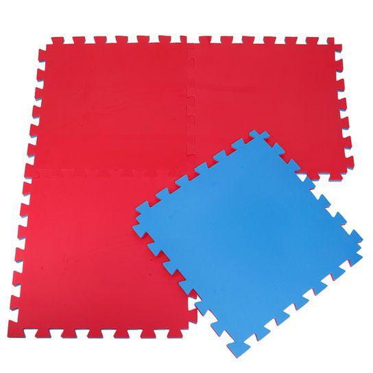 Imagem de Kit 6 Tapete Tatame EVA  100x100x2cm 20mm Dupla Face Azul e Vermelho