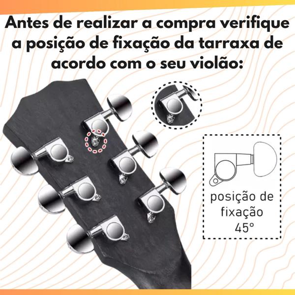 Imagem de Kit 6 Tarraxa violao Aço Abs Violão Guitarra tarracha Afinar