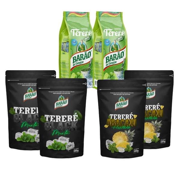 Imagem de Kit 6 Tereré Black Menta Limão Fresh Abacaxi Barão 500g cada