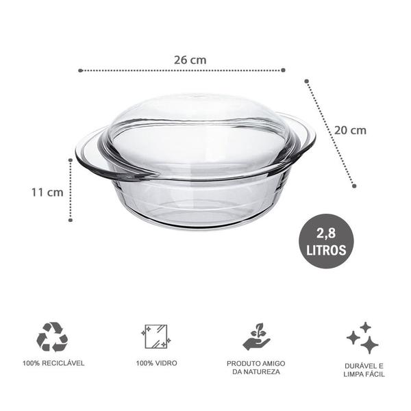 Imagem de Kit 6 Terrina Assadeira Marinex  1,3L + 2,8L Vidro Nadir