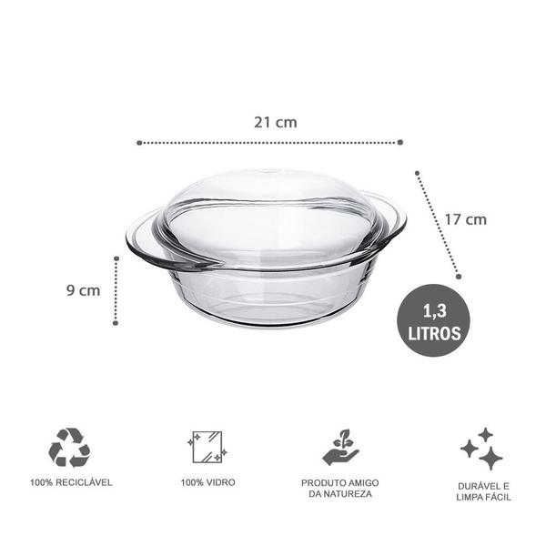 Imagem de Kit 6 Terrina Assadeira Marinex  1,3L + 2,8L Vidro Nadir