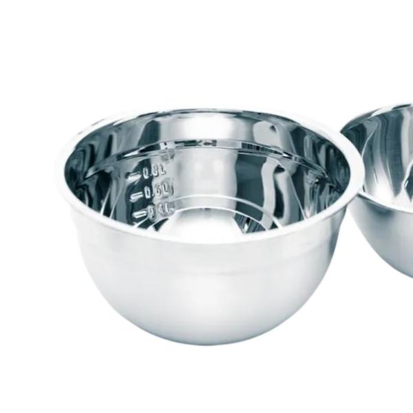 Imagem de  Kit 6 Tigela Bowl Aço Inoxidável 18cm KeHome  Profissional Multiuso Fundo Versatil  