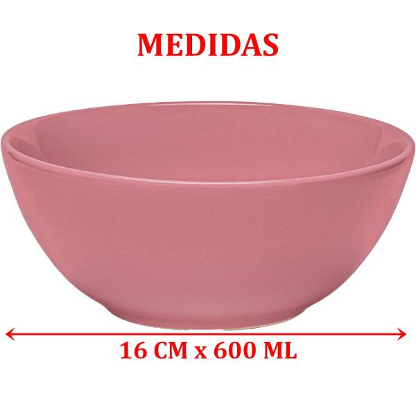 Imagem de Kit 6 Tigela Color Rosa Sobremesa Salada Bowl Pequena 600ml