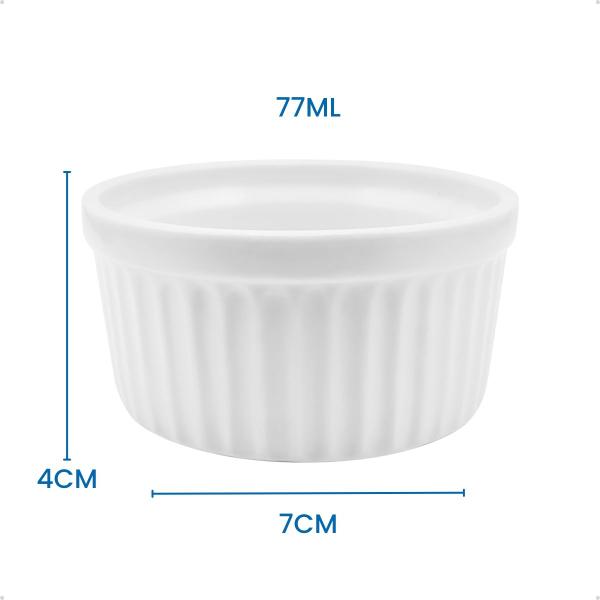 Imagem de Kit 6 Tigelass Ramekin 77ml Porcelana Potes Sobremesa Restaurante Petisco Molho 