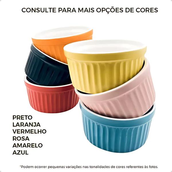 Imagem de Kit 6 Tigelass Ramekin 77ml Porcelana Potes Sobremesa Restaurante Petisco Molho 