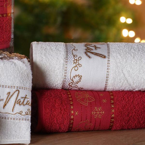 Kit 6 Toalha de Rosto Feliz Natal Bordada Jacquard 45x68cm - Bene Casa Imagem de Kit 6 Toalha de Rosto Feliz Natal Bordada Jacquard 45x68cm