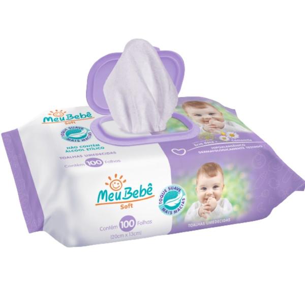 Imagem de Kit 6 Toalha Umedecida Meu Bebê Soft 100Unidades - Hygieline