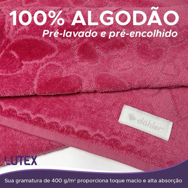 Imagem de Kit 6 Toalhas de Lavabo Aveludada Dohler Romance 100% Algodão Visita Mão Jacquard Coração Borboleta