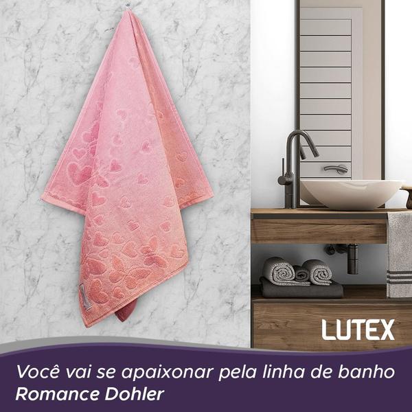 Imagem de Kit 6 Toalhas de Lavabo Aveludada Dohler Romance 100% Algodão Visita Mão Jacquard Coração Borboleta