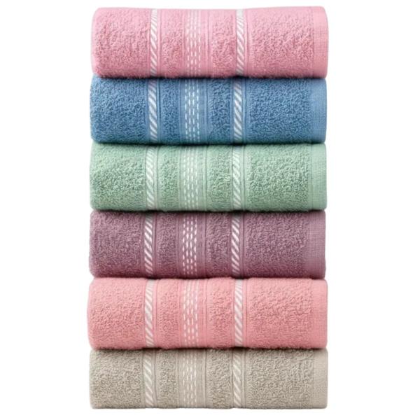 Kit 6 Toalhas de Rosto Teka Escala 100% Algodão Cores Sortidas 40x65 cm