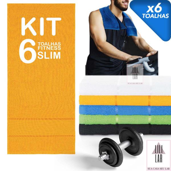 Imagem de Kit 6 Toalhas Fitness Slim para Academia Treino Funcional 29x70cm