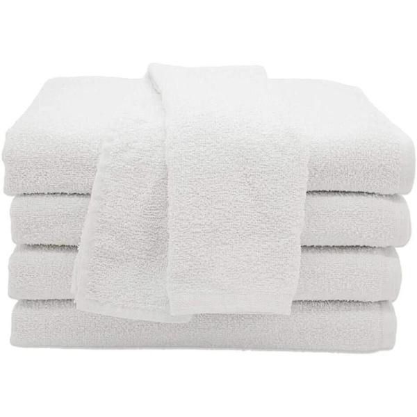 Imagem de Kit 6 toalhas salão de beleza barbearia branca e centro de estética em algodão lisa