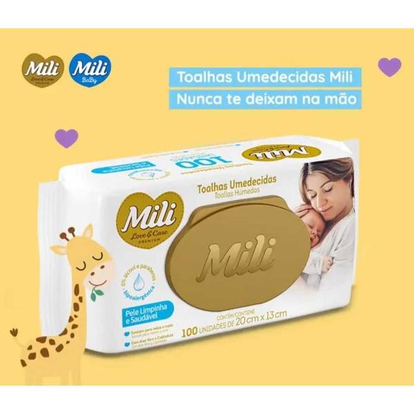 Imagem de Kit 6 Toalhas Umedecidas Mili Love & Care 100Un - Mili