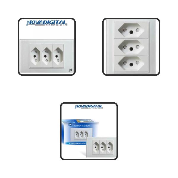 Imagem de Kit 6 Tomada Tripla 3 Entradas 2p+t 10/20 Branco Temperado