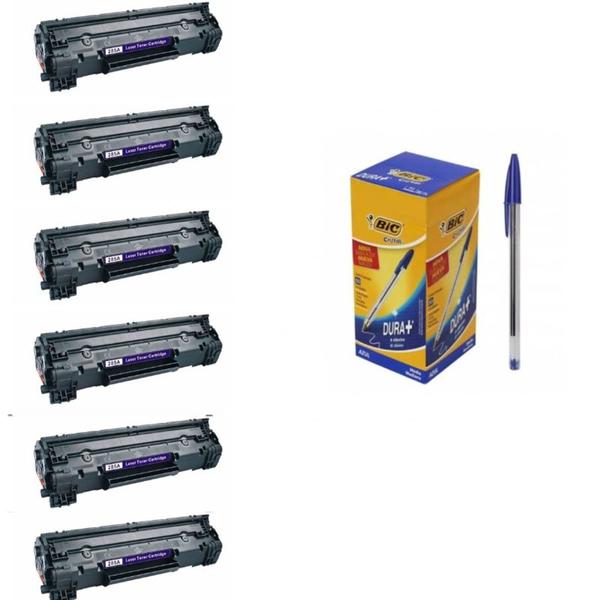 Imagem de Kit 6 Toners Ce285a 85a 285 + 1 Caixa De Caneta Bic Azul 1.0.