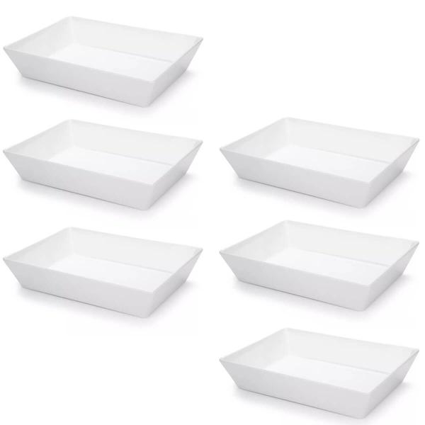 Kit 6 Travessa Retangular 2,2l Branca Servir a Mesa Salada Sobremesa Risoto Coza Imagem de Kit 6 Travessa Retangular 2,2l Branca Servir a Mesa Salada Sobremesa Risoto Coza