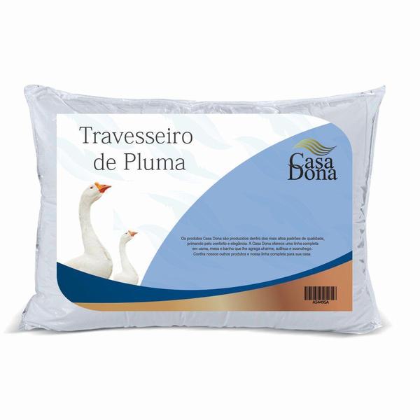 Imagem de Kit 6 Travesseiros Pluma de Ganso 50x70cm Casa Dona 200 Fios Branco